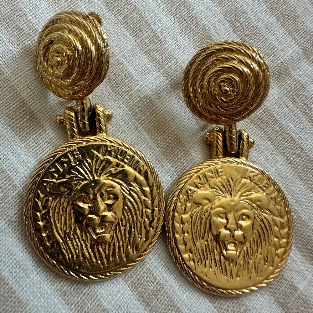 Anne Klein Vintage '80s Lion Head Clip-On Earrings